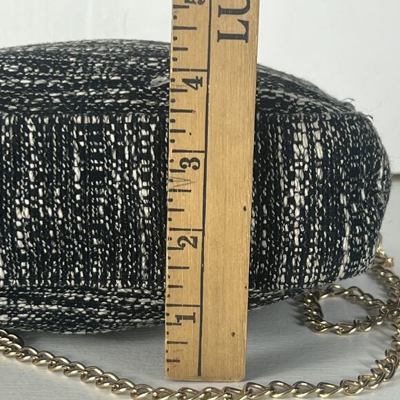 AllSaints Cotton Chain Crossbody Bag Knit Lamb Leather Trim - Picture 6 of 14